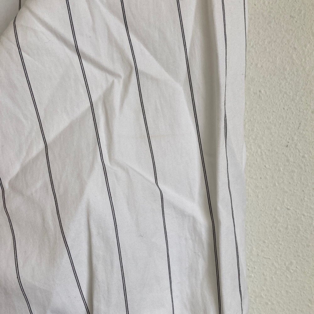 Madewell Bubble Hem Mini Shirtdress Large Classic White Shirt with Black Stripes - Picture 6 of 8